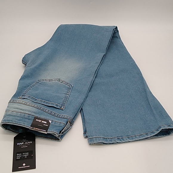 Wax Light Wash Mid Waist Boot Cut Jeans - Picture 1 of 9